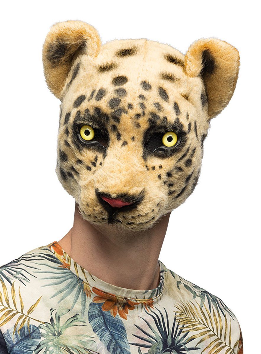 Boland Verkleidungsmaske Leopard Halbmaske aus Plüsch, Bezaubernde Plüschmaske im Stil eines Kuscheltiers