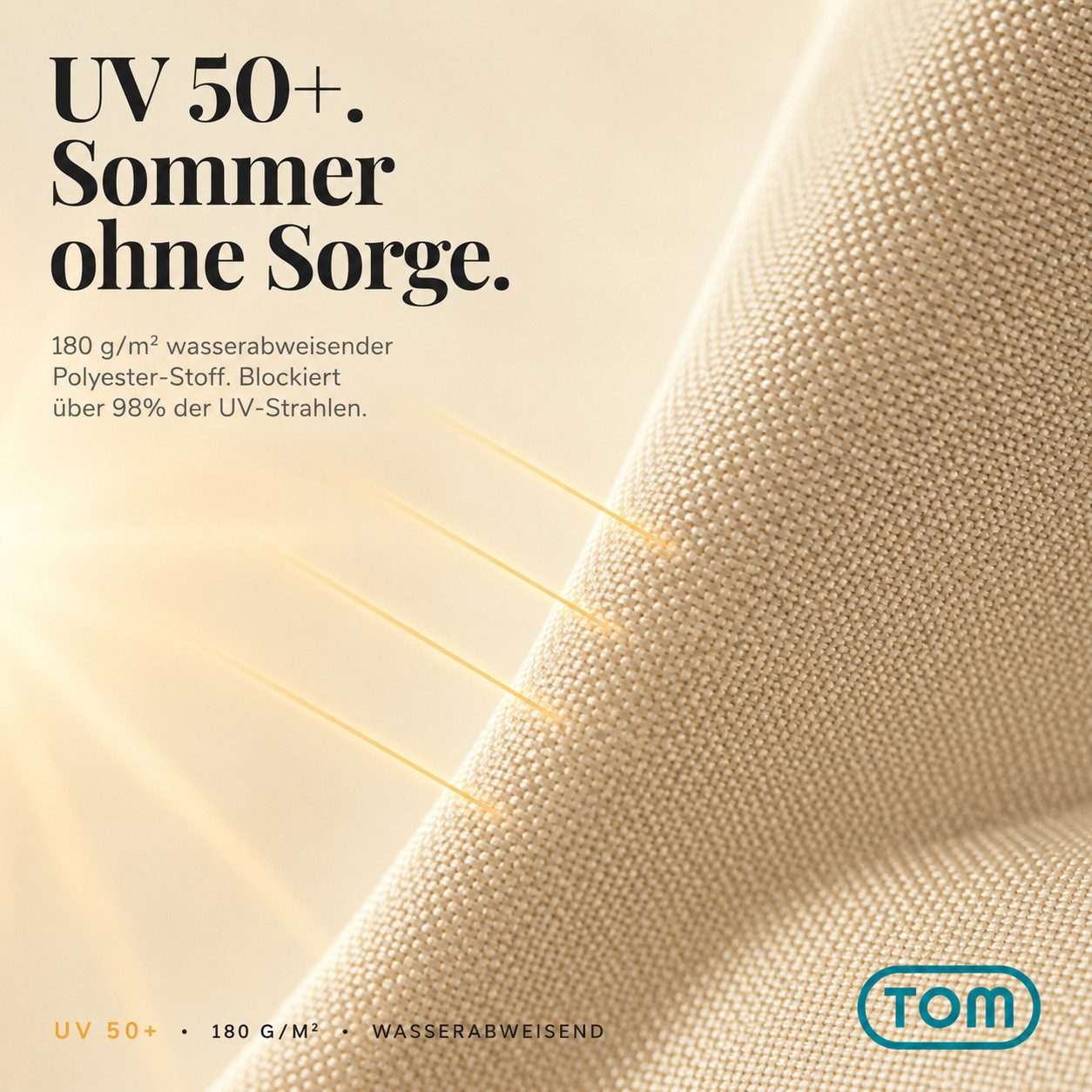 TOM Sonnenschirm 125x200 cm inklusive Kühltasche und Tragetasche, abknickbar, UV-Schutz: 50+, 180 g/m² Polyester – Bild 5 von 5