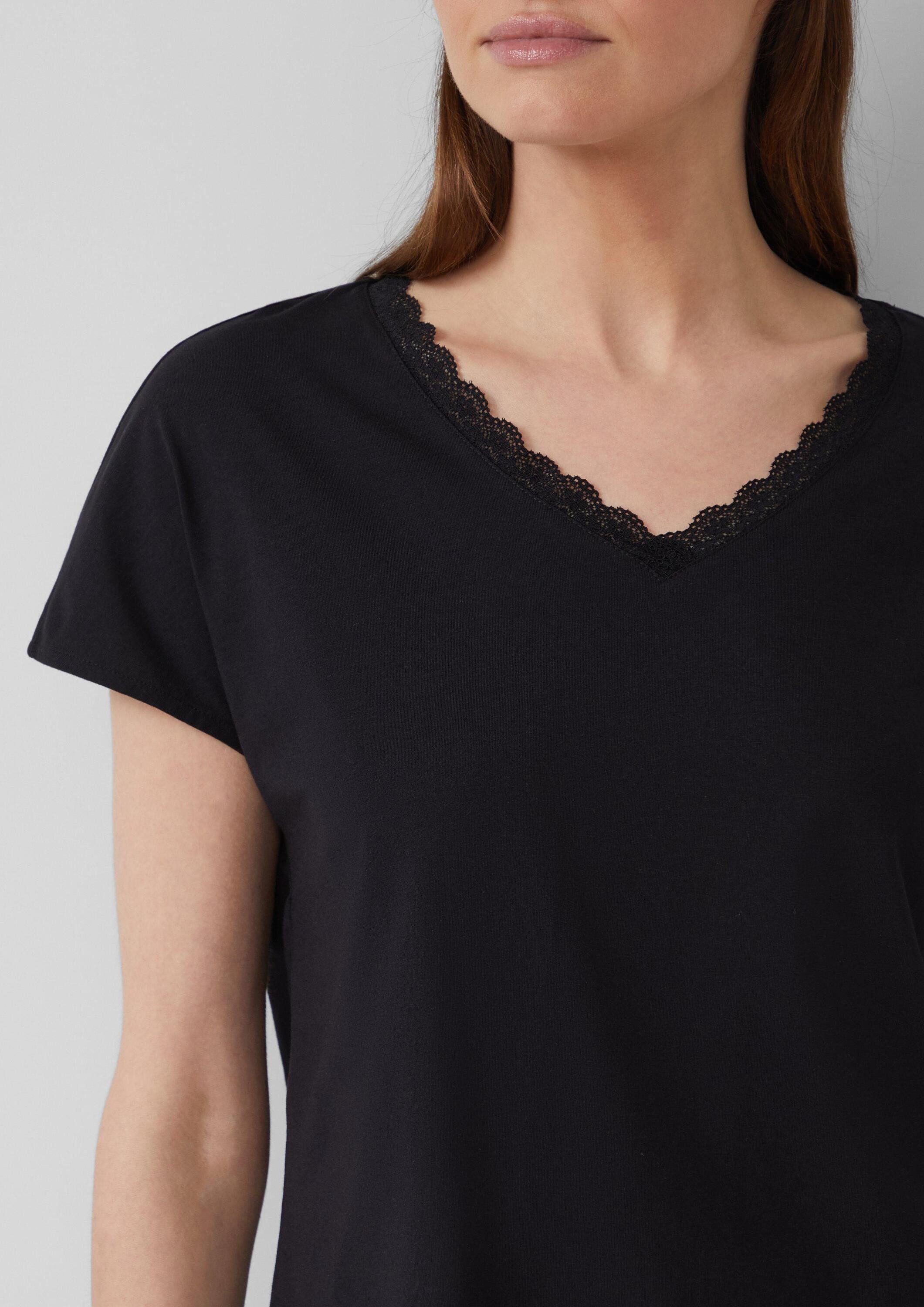 s.Oliver Kurzarmshirt T-Shirt T-Shirt mit Spitze aus Modalmix