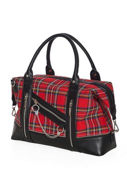 Banned Schultertasche Edwards Tartan, Gothic Handschellen Zips Weekender