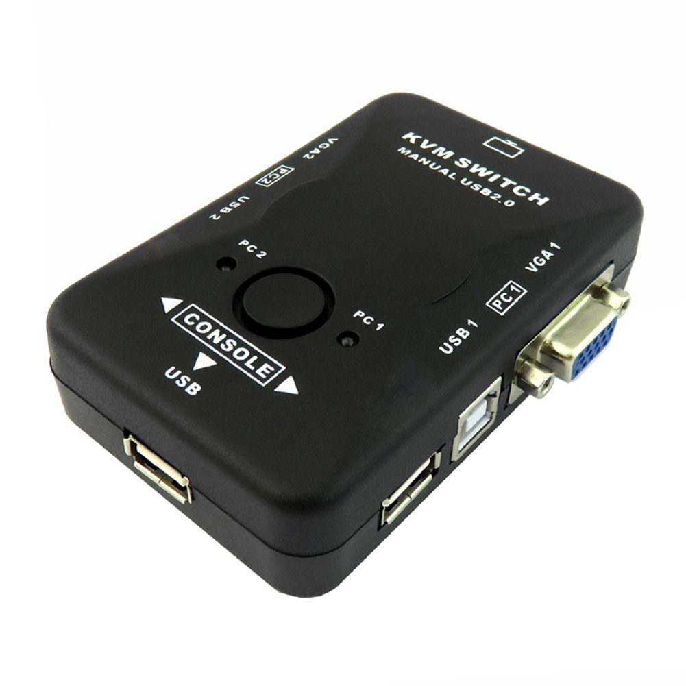 Bolwins VGA-Switch D42C KVM Switch Box USB 2.0 VGA PS2 für 2 PC Tastatur  Maus Monitor