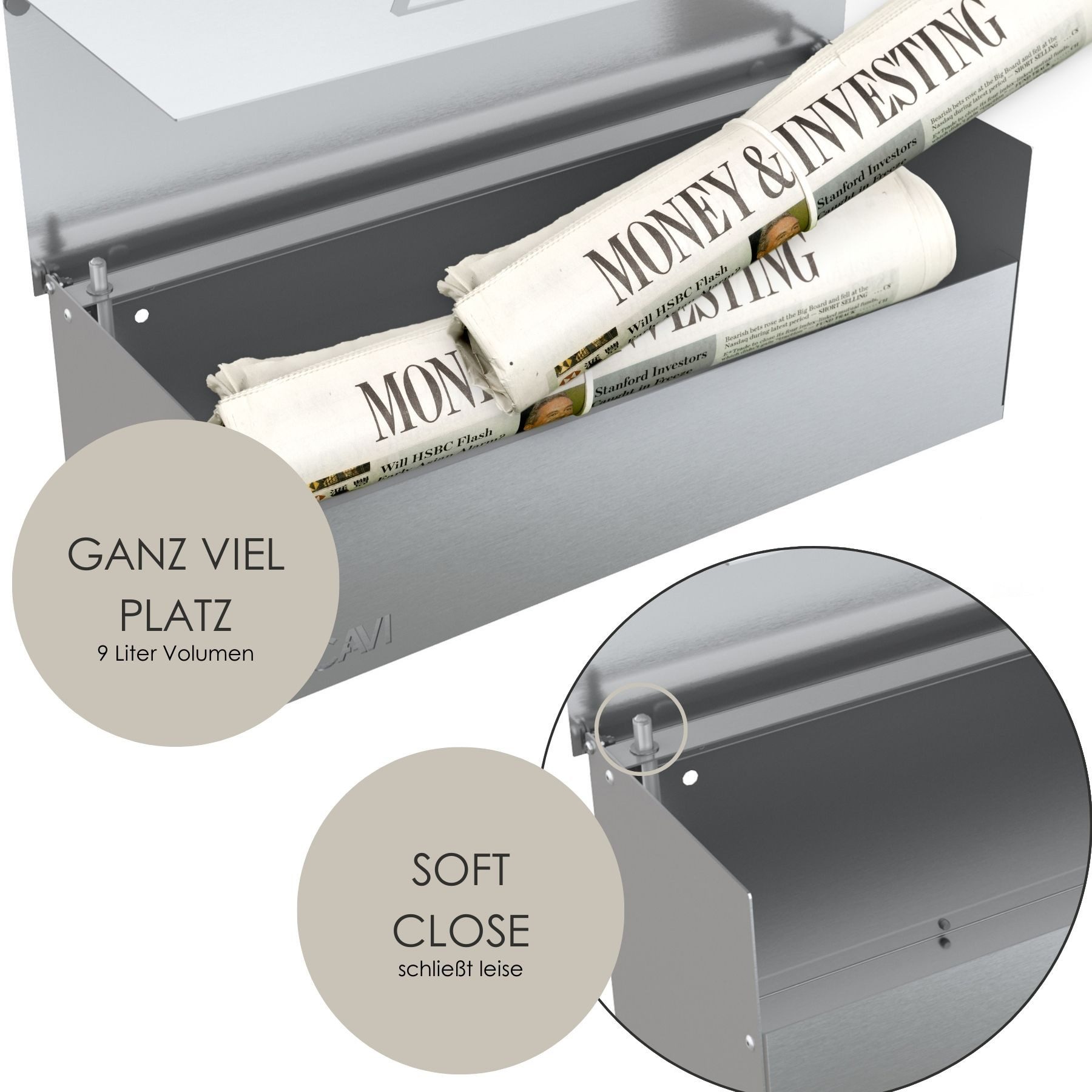 MOCAVI Zeitungsrolle Zeitungsfach ZF2 Edelstahl geschlossen