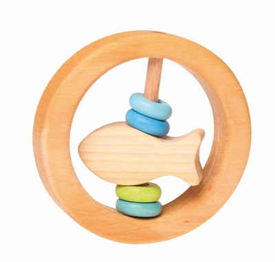 GRIMM´S Spiel und Holz Design Greifling Rassel Fisch mit Holzscheiben Greifling Holzspielzeug