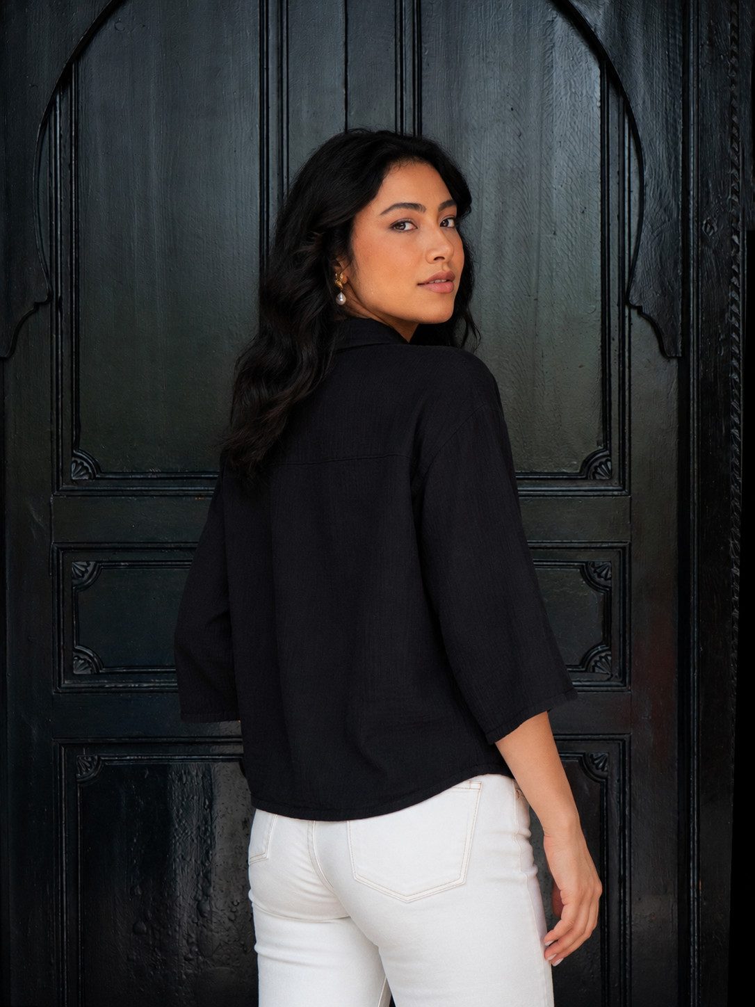 Passioni Hemdbluse aus Musselin Loose Fit Bluse