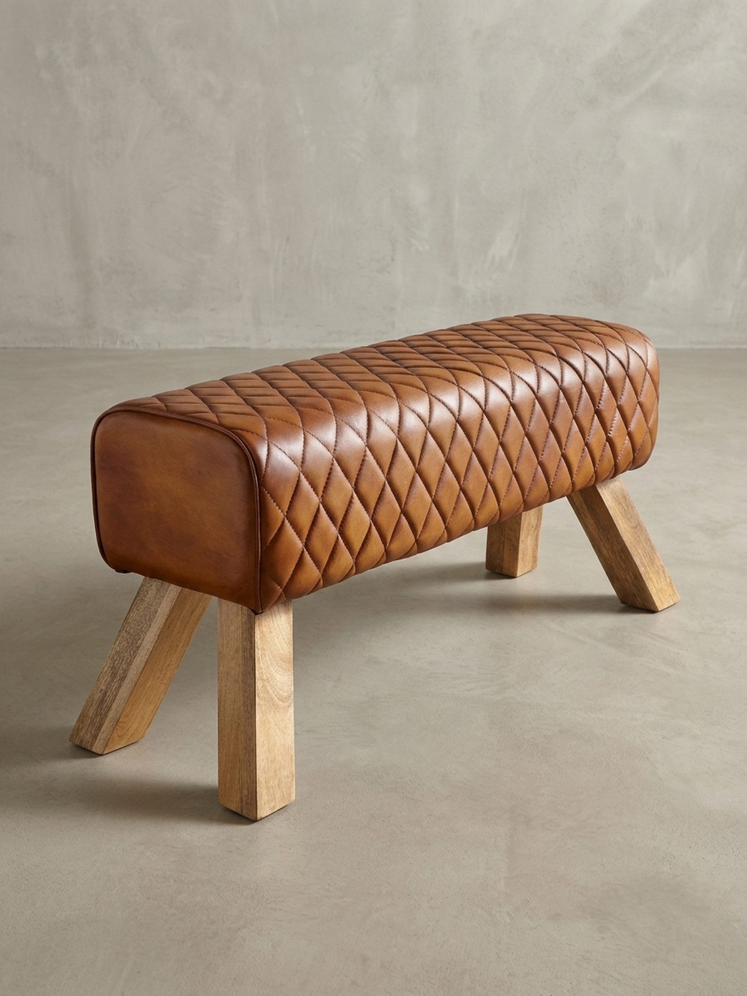 KADIMA DESIGN Sitzbank Stilvolle Echtleder-Sitzmöbel aus massivem Mango Holz