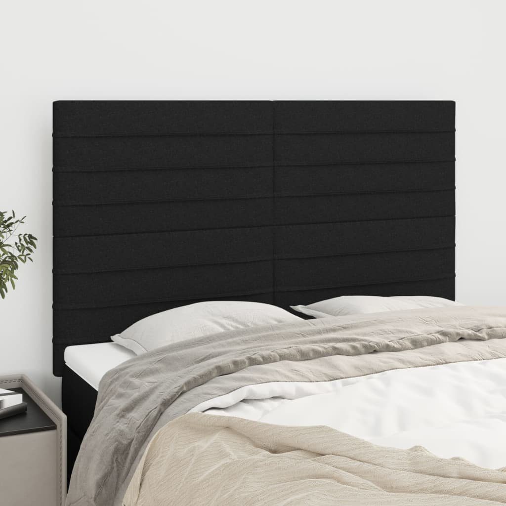 vidaXL Bett Kopfteil Schwarz 144x5x118/128 cm Stoff (1-tlg)