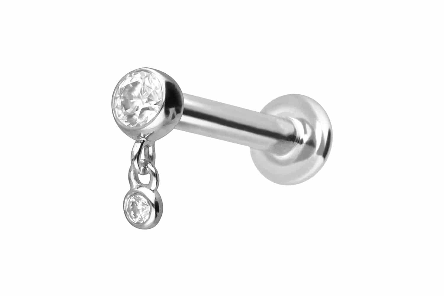 PIERCINGLINE Piercing-Set 14 Karat Gold Labret mit Push Fit 2 MOISSANITE (Labrets, 1-tlg)