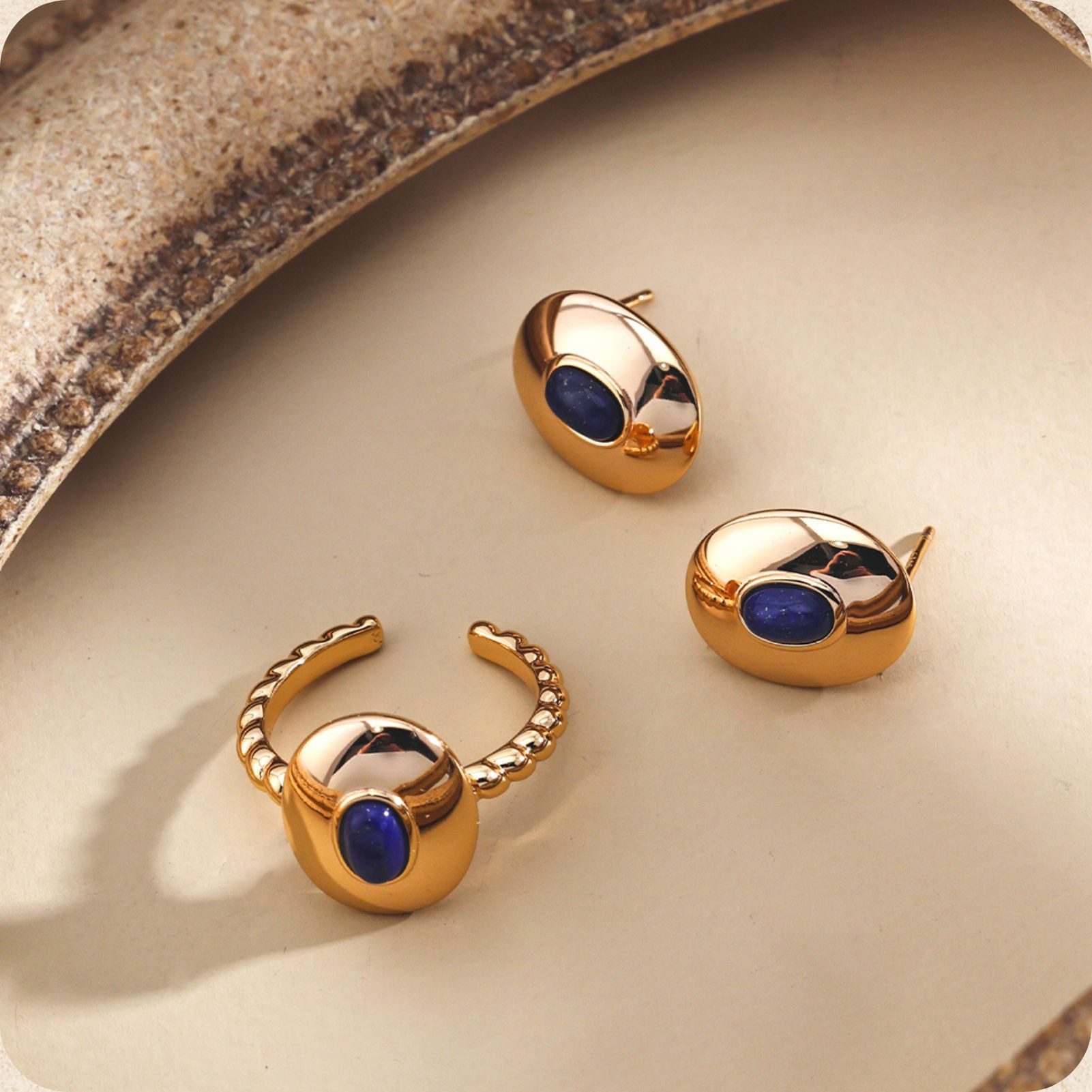 Jumpeak Schmuckset ohrringe silber925,lapislazuliohrringe,ringsilber925damen,18kvergoldet (Ring und Ohrringe im Set(mit Schachtel), lapislazuli ring,ohrringe mädchen,damen geschenk,schwester geschenk