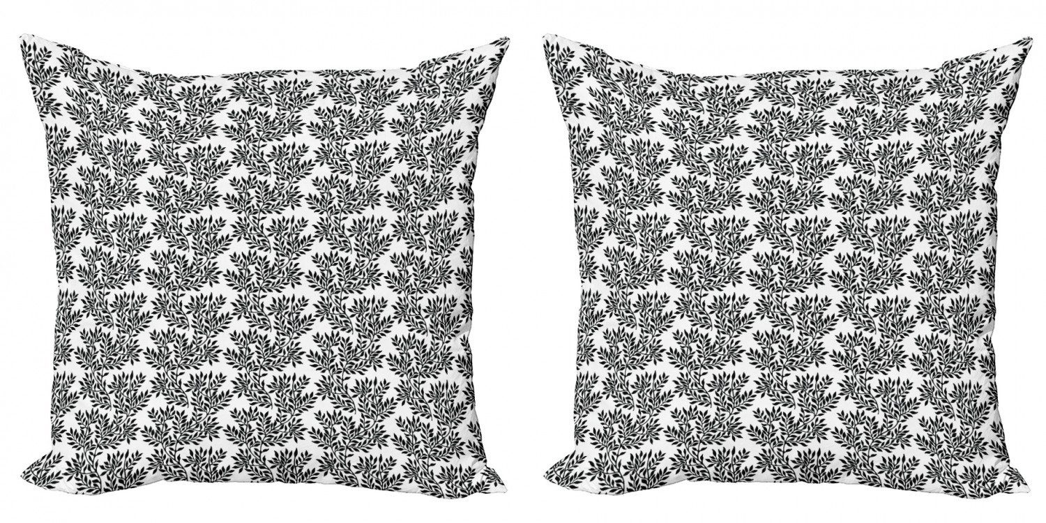 Kissenbezüge Modern Accent Doppelseitiger Digitaldruck, Abakuhaus (2 Stück), Schwarz und weiß foliate Theme