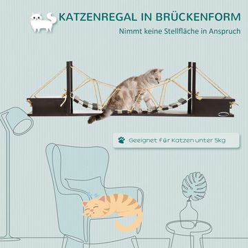 PawHut Kratzbaum Katzenregal, Hängebrücke, 96 cm x 20 cm x 25,5 cm, Braun, BxTxH: 96x20x25,5 cm