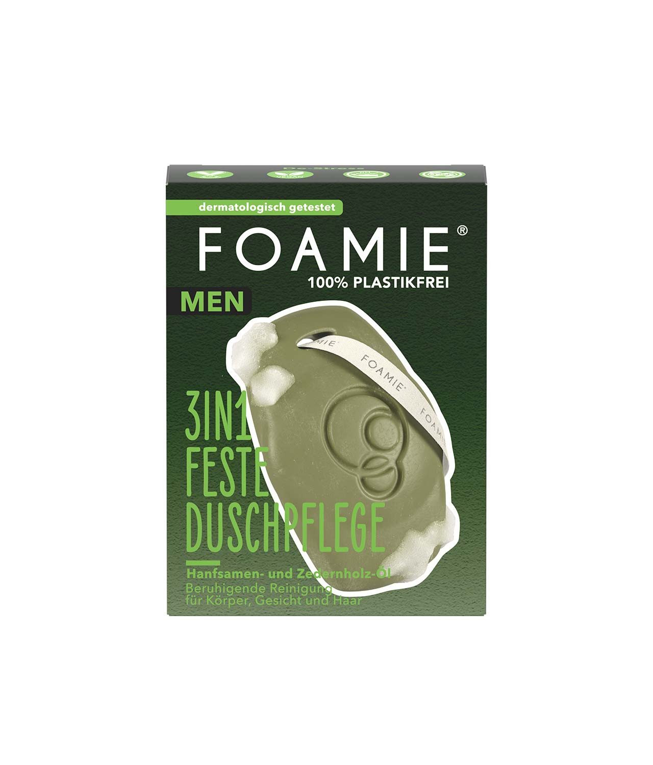 FOAMIE Feste Duschseife Men 3in1 Hanfsamen- & Zedernholzöl, 1-tlg.