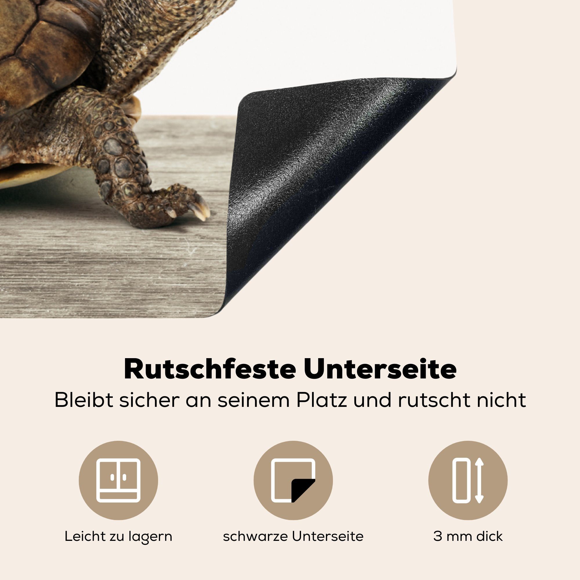 Arbeitsplatte Schildkröte Ceranfeldabdeckung, Tiere Junge für Kinder küche Herdblende-/Abdeckplatte Mädchen, tlg), - MuchoWow (1 - 77x51 Vinyl, - - cm,