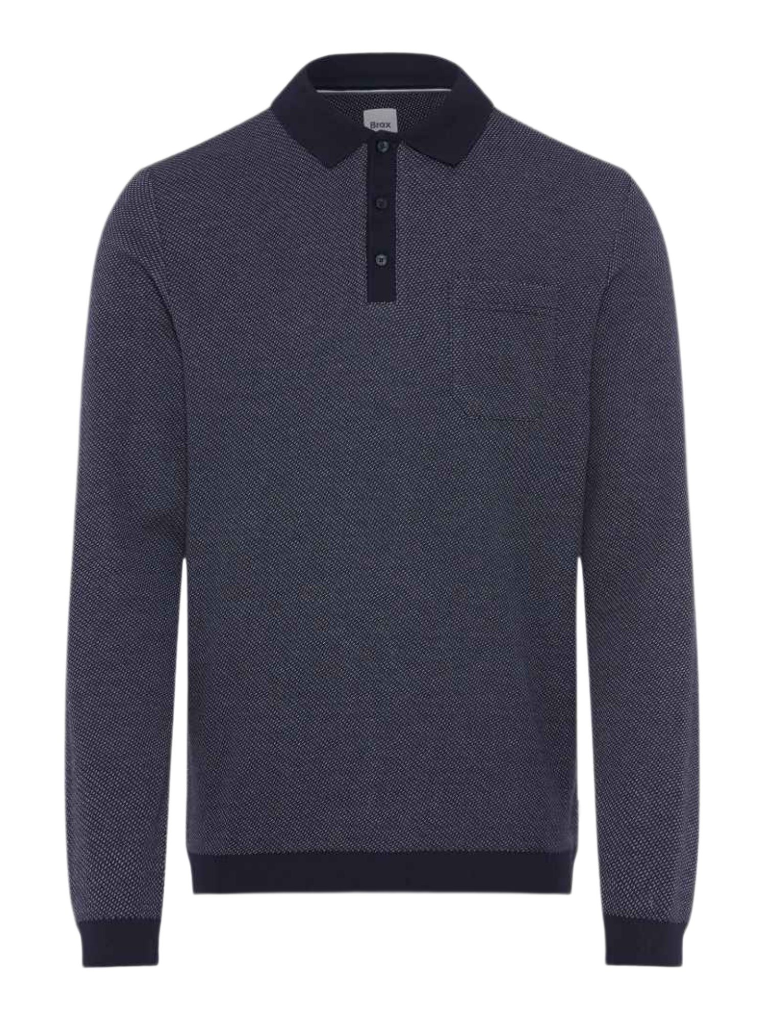 Brax Hoodie blau,Casual,Baumwolle,Meliert,Polokragen,Lang,Regular Fit