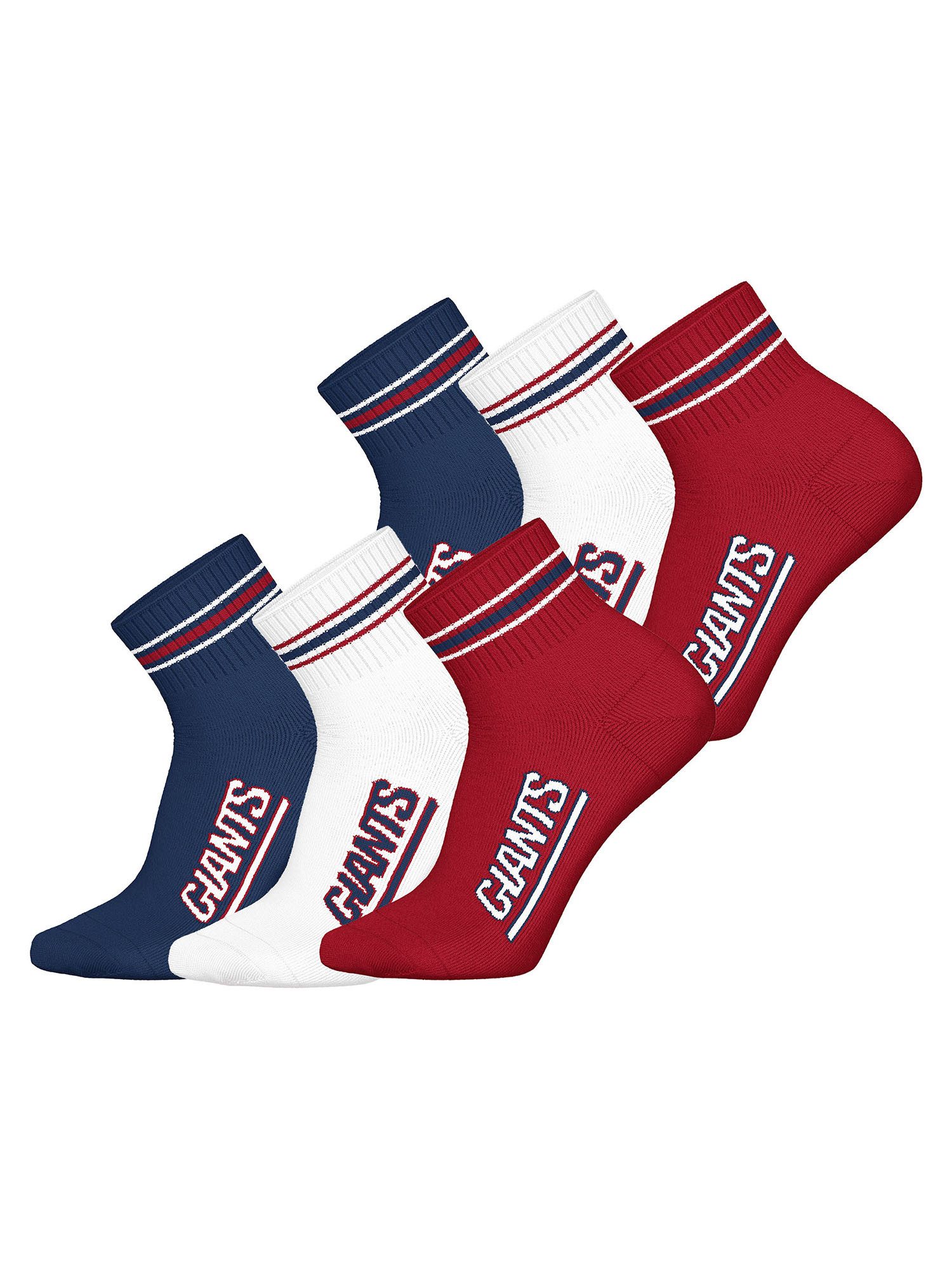HUDDLE Freizeitsocken NY Giants Quarter (6-Paar) Casual Socken, Alltagssocken, Bequeme Socken