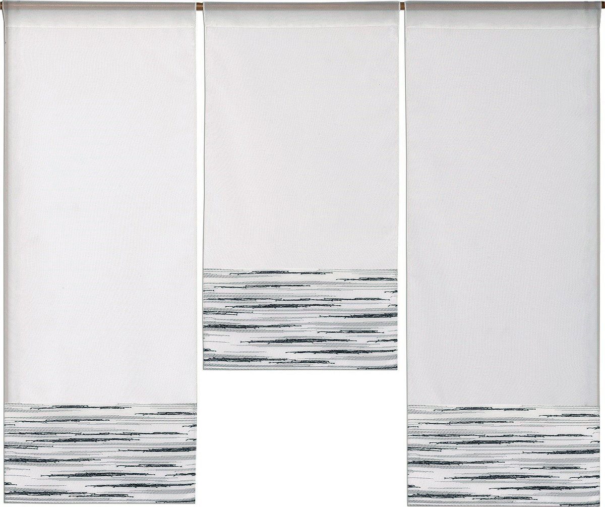 Scheibengardine Design Mini Flächenvorhang Set, schwarz weiß, 4013, Clever-Kauf-24, Stangendurchzug (3 St), transparent | Scheibengardinen-Sets