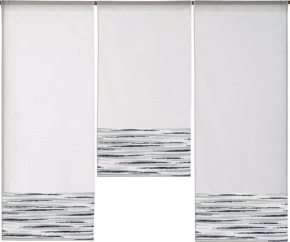 Scheibengardine Design Mini Flächenvorhang Set, schwarz weiß, 4013,  Clever-Kauf-24, Stangendurchzug (3 St), transparent