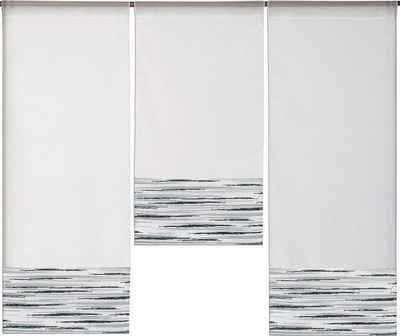 Scheibengardine Design Mini Flächenvorhang Set, schwarz weiß, 4013, Clever-Kauf-24, Stangendurchzug (3 St), transparent