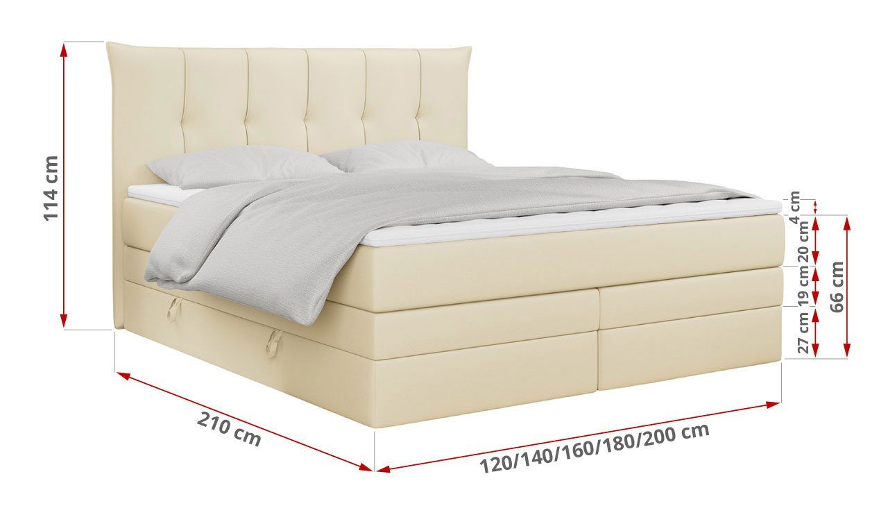 KING, MKS Matratzen und Bettkasten Boxspringbett mit MÖBEL Doppelmatratze, PREMIUM 10 Polsterbett Zwei