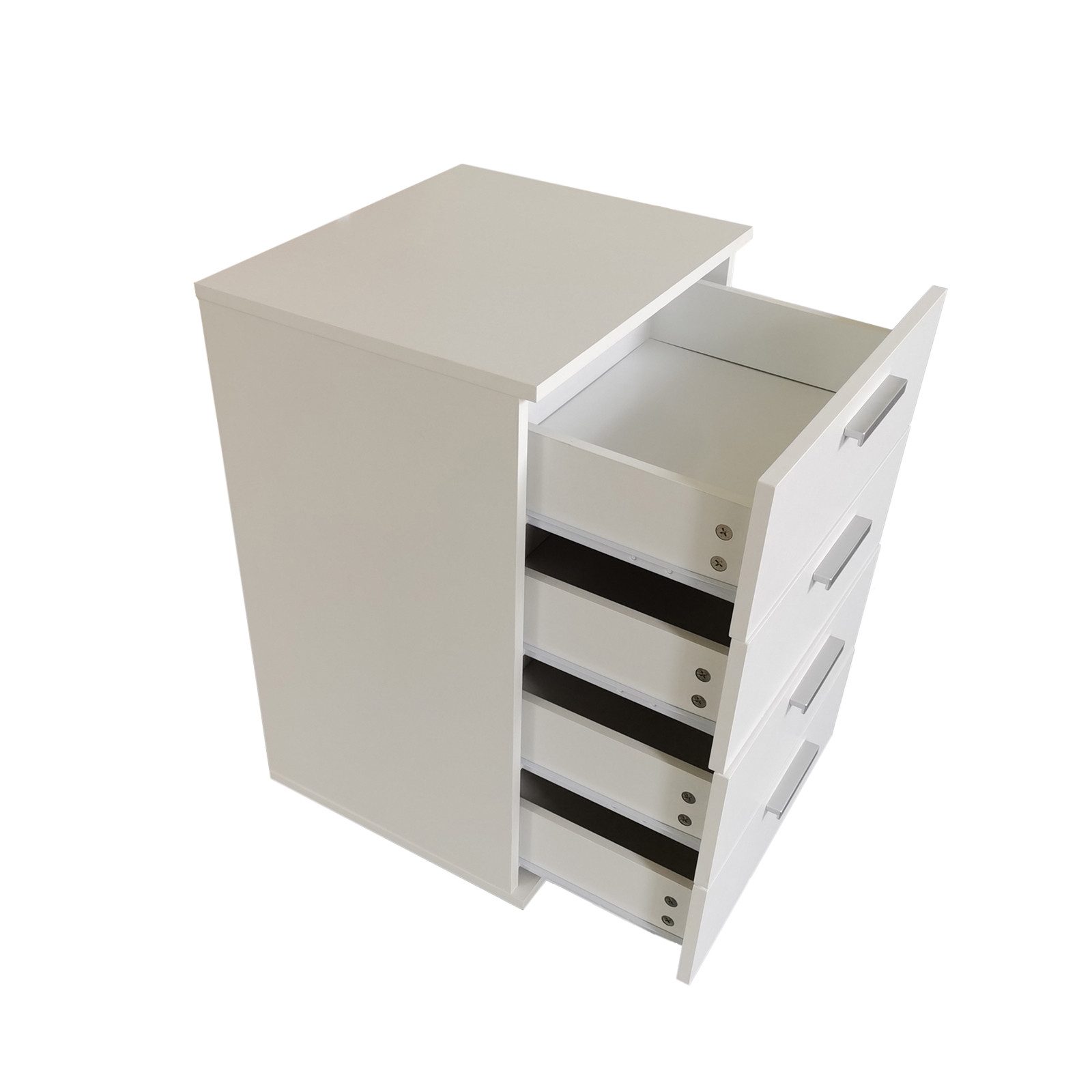 HTI-Living Nachtschrank Nachtkommode 4 Schubladen Nina Weiß (Stück, 1-St., 1 Nachtschrank) Nachtschrank Nachttisch