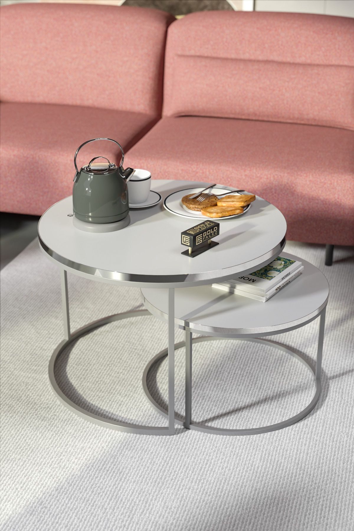 en.casa Couchtisch (2-St), 2-teilig, rund, weiß günstig online kaufen