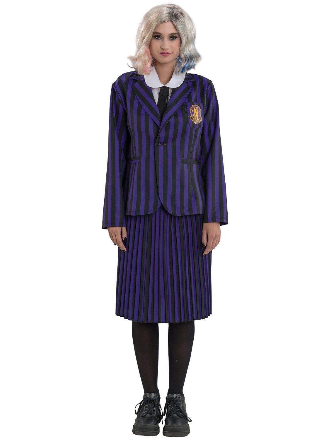 Metamorph Kostüm Wednesday Schuluniform schwarz-violett für Frauen, Die reguläre Uniform für weibliche Schüler der Nevermore Academy au