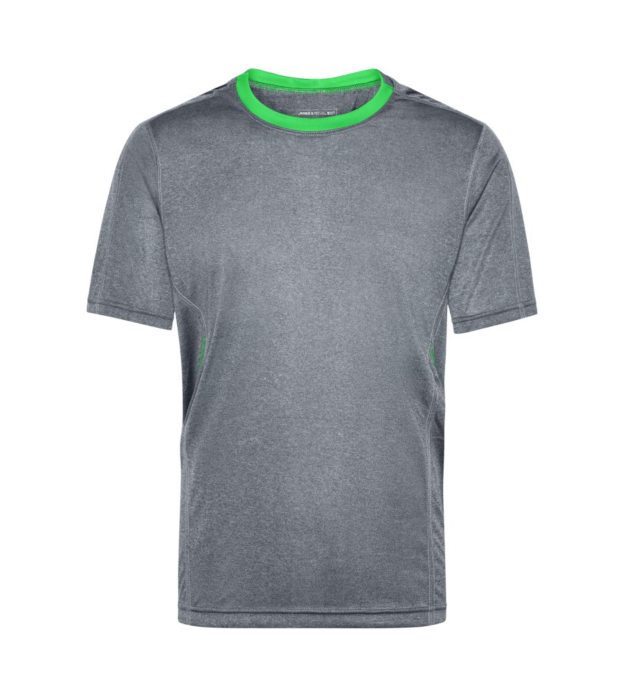 2er-Pack) Doppelpack und Herren T-Shirt Feuchtigkeitsregulierend James grey-melange/green JN472 Kurzarm & (Doppelpack, Nicholson Atmungsaktiv Laufshirt Laufshirt Running