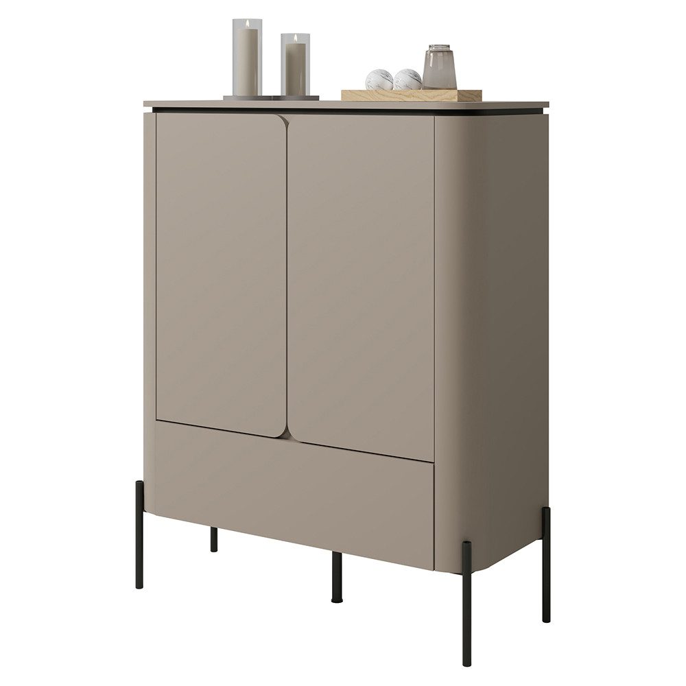 Lomadox Highboard BRONTE-83, in grau beige (greige), Push-to-Open, 98 cm breit