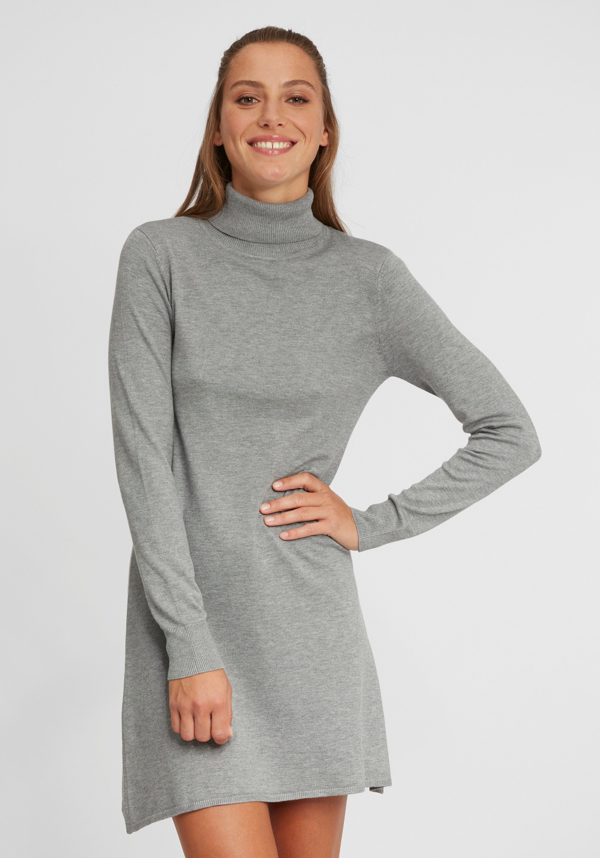 OXMO Strickkleid OXWinala Strickkleid mit Rollkragen