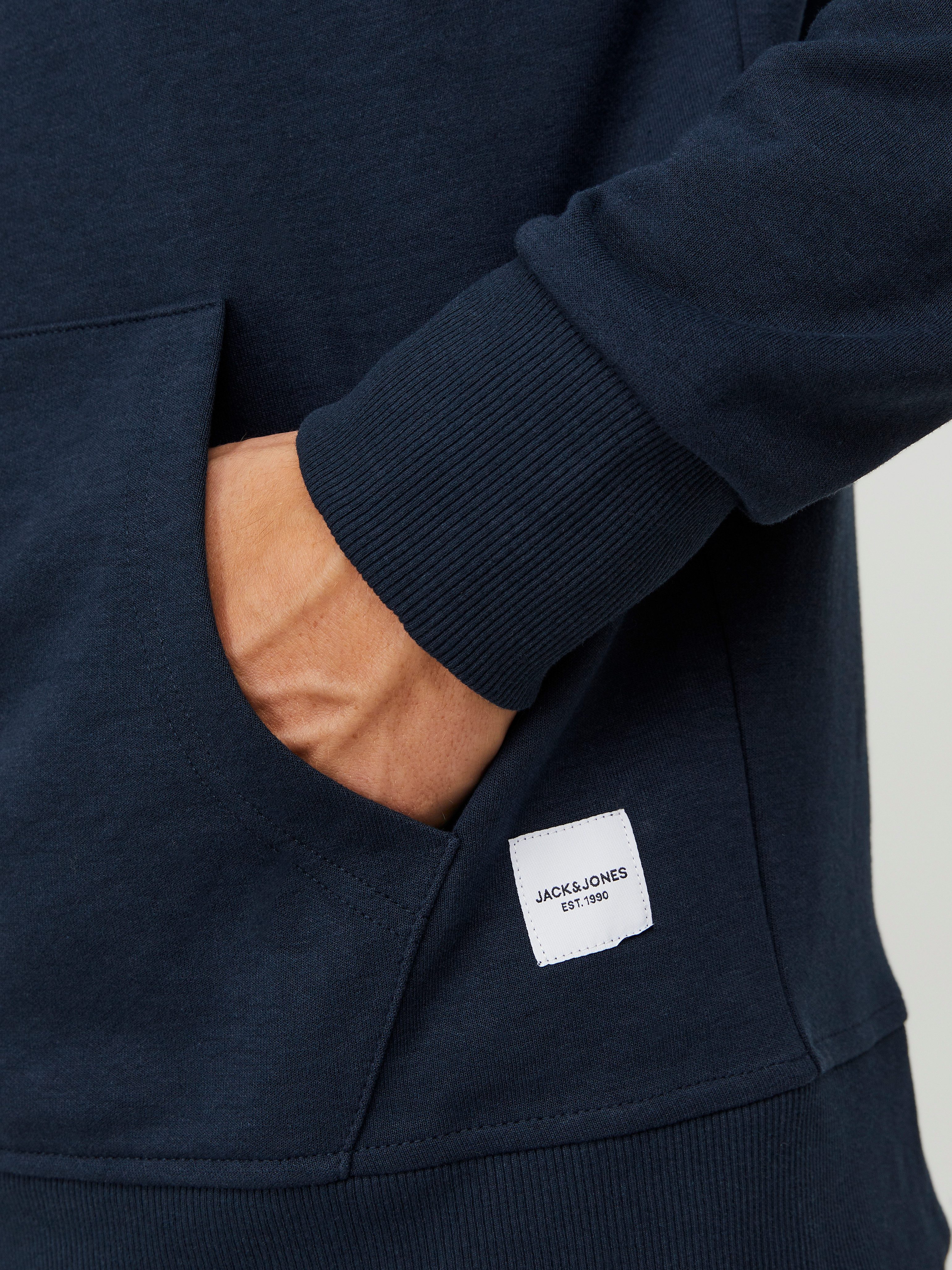 Jack & Jones Kapuzensweatjacke JJEBASIC Hoodie mit Rippbündchen und angenehmem Tragegefühl unifarben, modisch, regular fit, Baumwollmischung, Rundhals