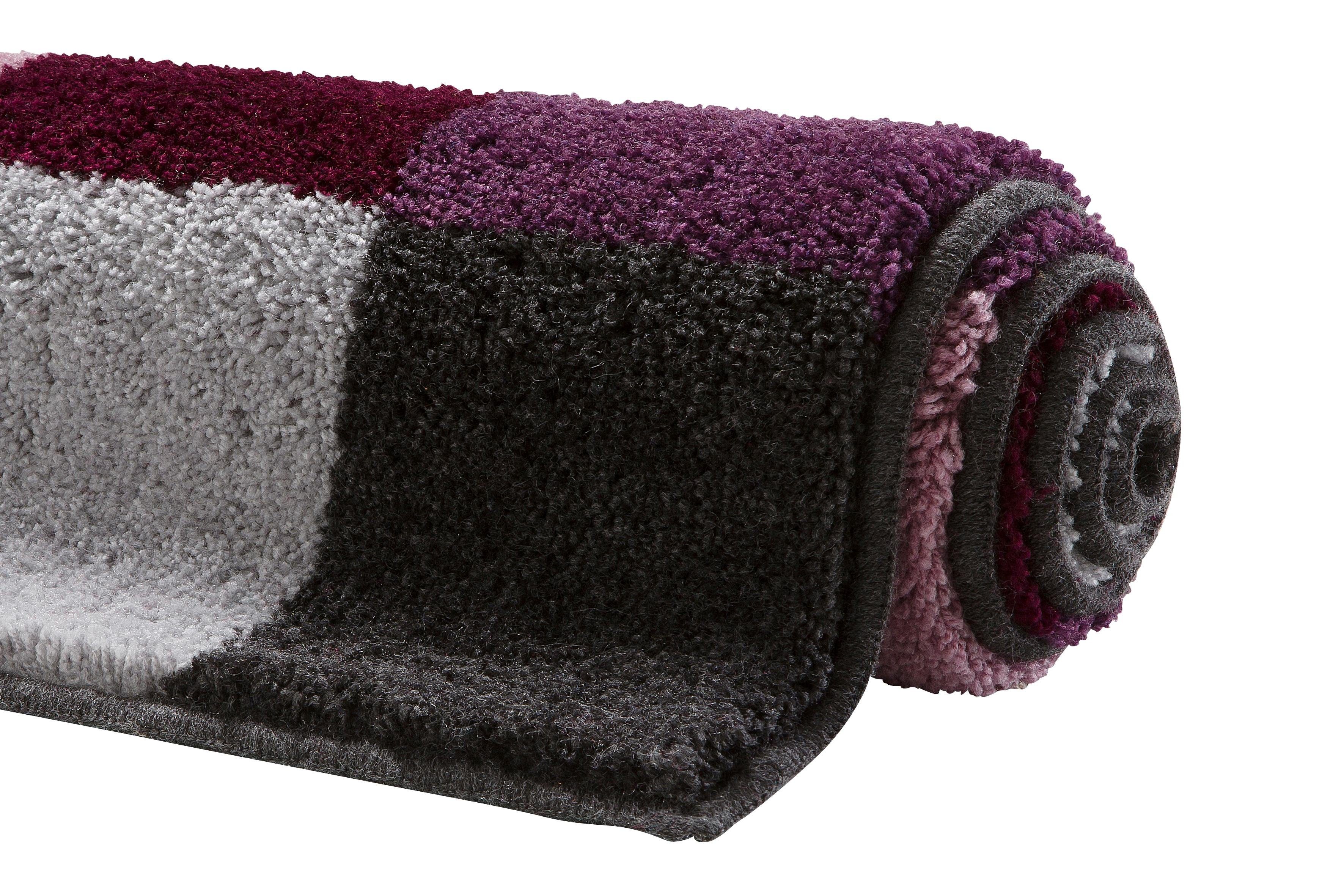 Grund Badematte Mosaik, Badvorleger, Badezimmer Teppich, sehr weich, Höhe 20 mm, rutschhemmend beschichtet, fußbodenheizungsgeeignet, Kunstfaser, rechteckig, 3-tlg. Stand-WC Set, angenehm weich, auch als 3 teiliges Set erhältlich, Made in Europe