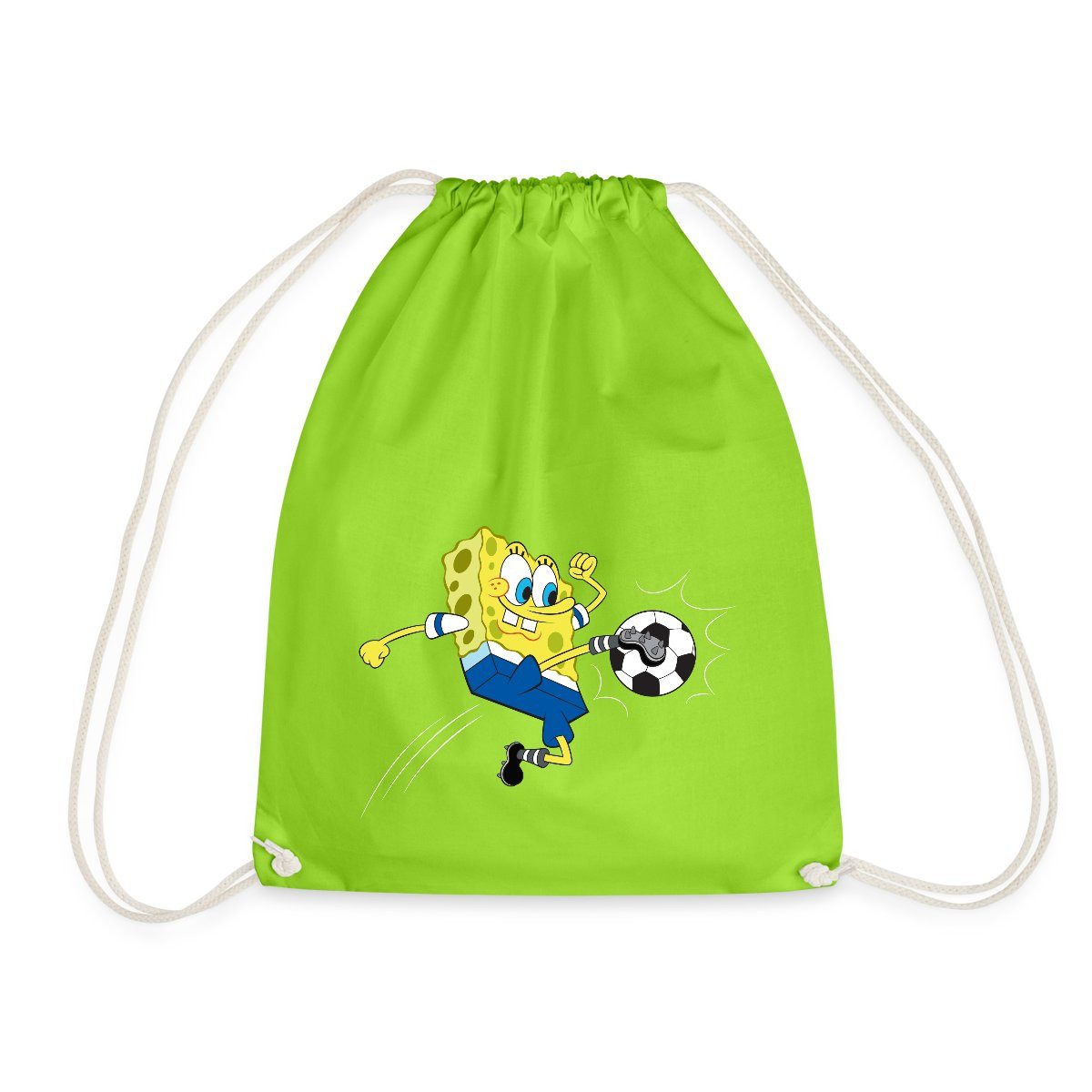Spreadshirt Turnbeutel Spongebob Schwammkopf Kickt Einen Fußball Turnbeutel (1-tlg)