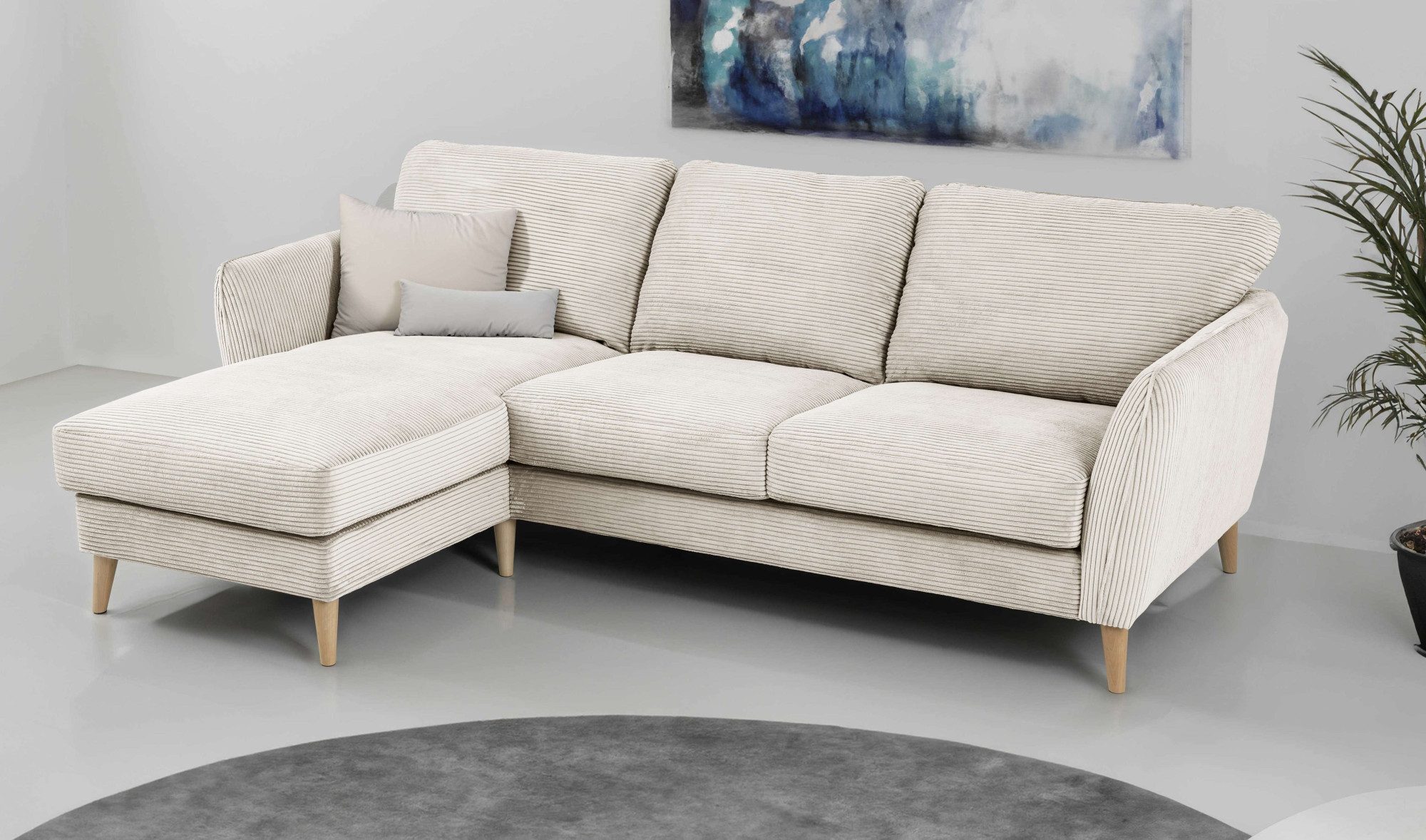 Home affaire Ecksofa MARSEILLE (242/152cm),L-Form, Rec. rechts/links, Massivholzbeine aus Eiche, in verschieden Bezügen und Farbvarianten