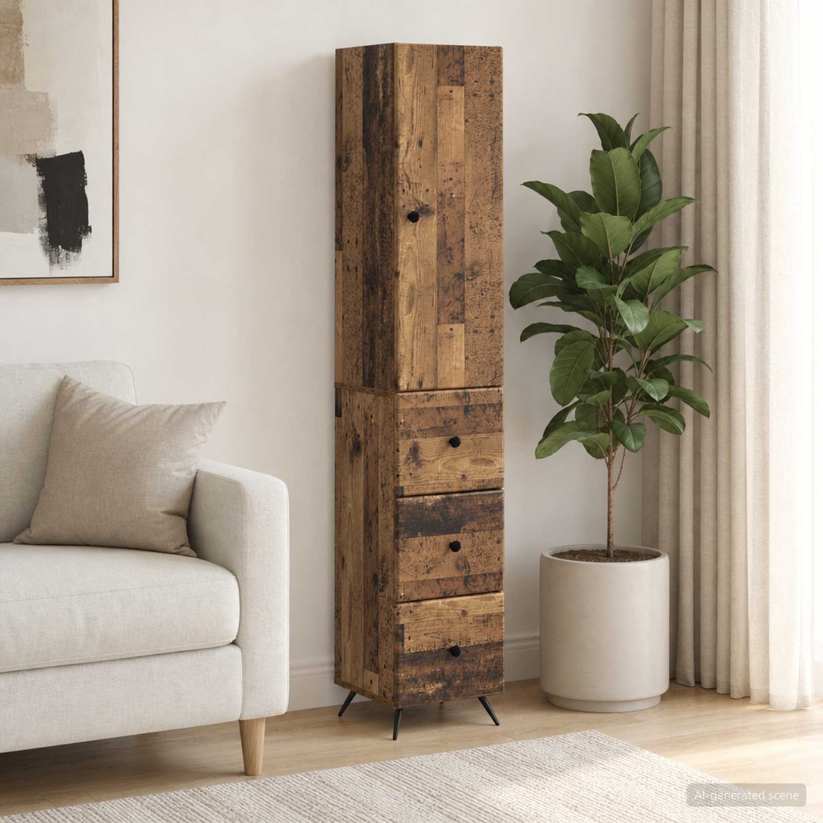 vidaXL Schranksystem Schrankset 2 stk. 34,5 x 34,5 x 90 cm Holzwerkstoff Altholz (2-St)