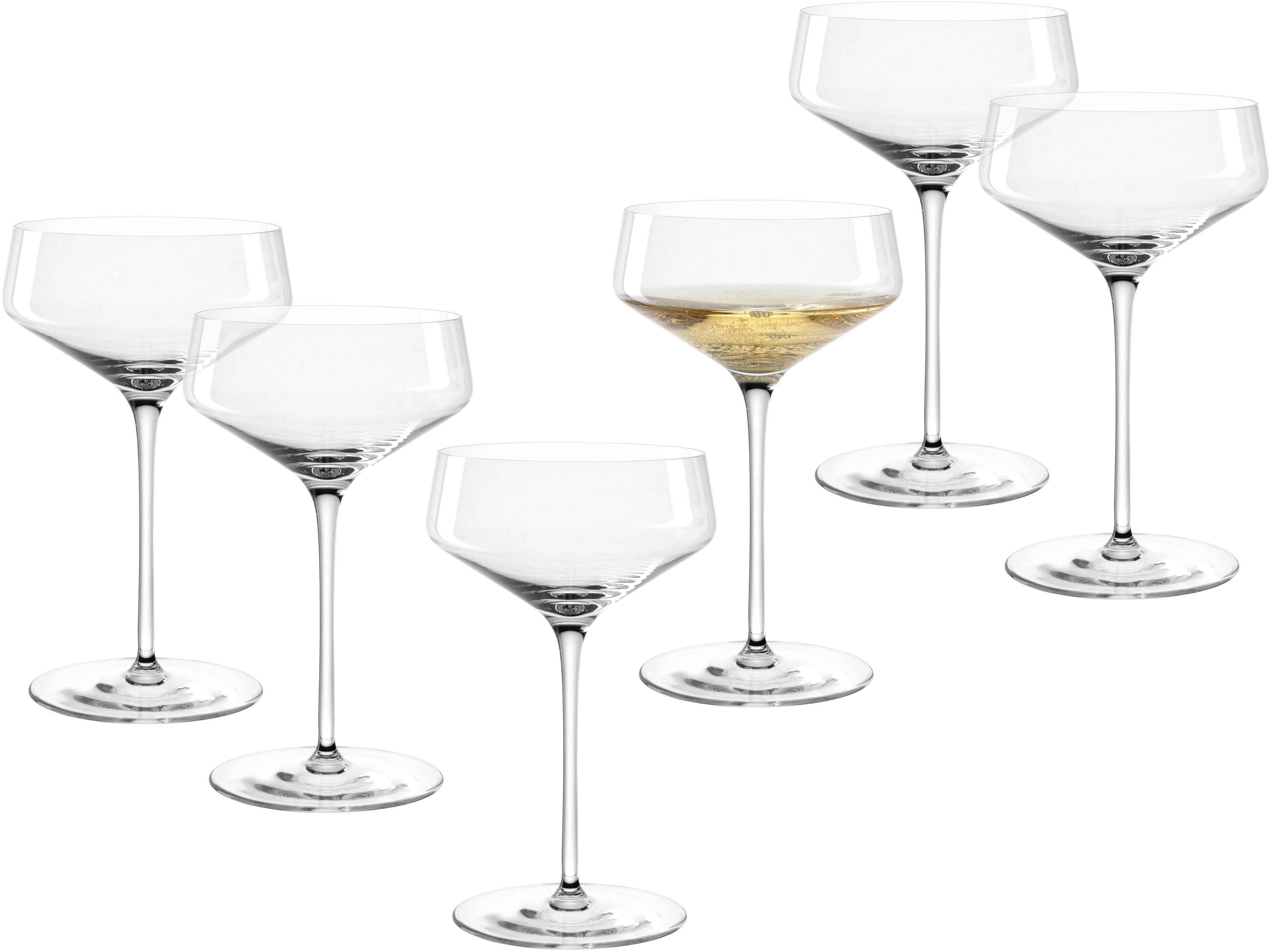 LEONARDO Champagnerglas Champagnerschale PUCCINI, 350 ml, 6er-Set, 6-tlg., Kristallglas, Spülmaschinenfest und langlebig