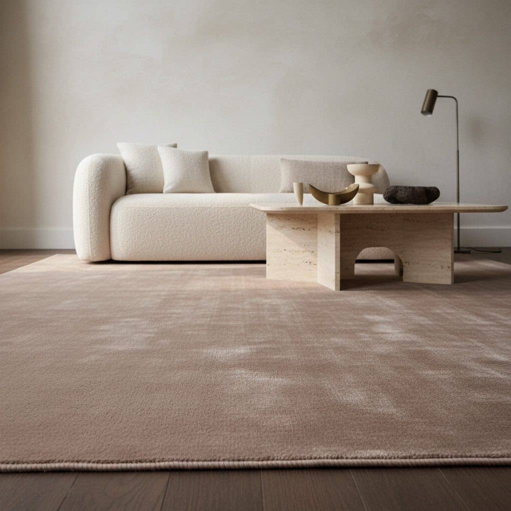 KADIMA DESIGN Teppich LECH Wohnzimmer Waschbar Schlafzimmer Wohnzimmerteppich Esszimmer Uni, Läufer, Höhe: 9 mm, Beige, 60x110 cm, Esszimmerteppich Fußbodenheiz – Bild 2 von 5