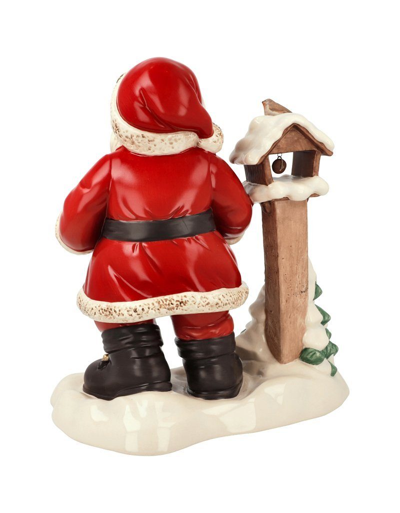 Goebel Weihnachtsfigur Weihnachtsmann mit Vogelhaus limitiert "Ein Zertifikat für Santa", mit Liedchen