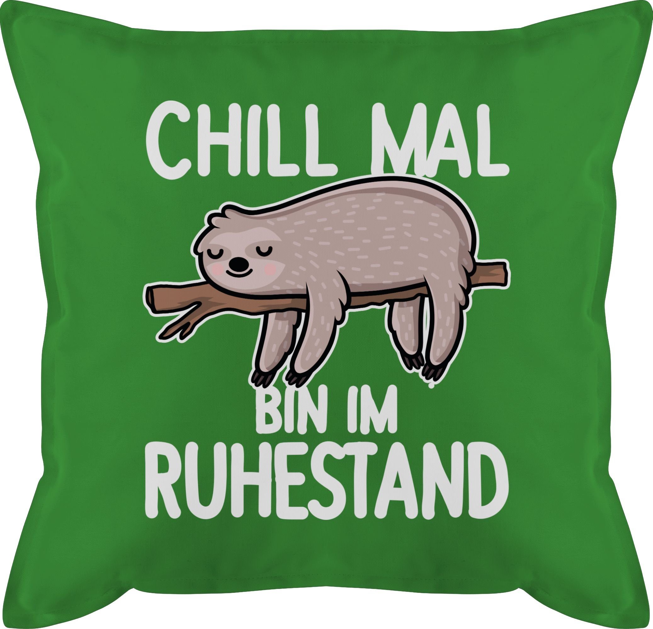 Shirtracer Dekokissen Chill mal ich bin im Ruhestand mit Faultier - weiß, Rentner Rente