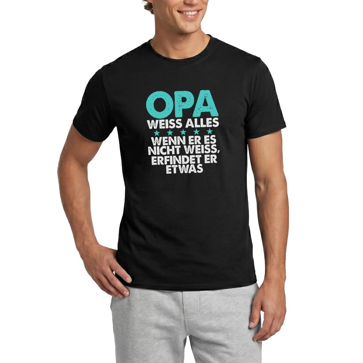 T-Shirt Opa Weiß Alles Wenn Nicht Erfindet Er Es Männer T-Shirt