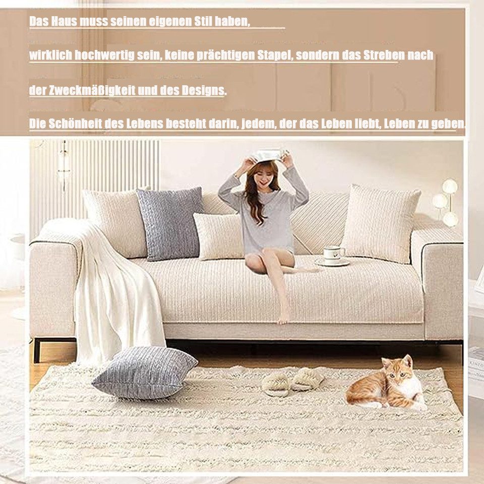 Diwzbyn Sofaschoner Sofadecke, Sofadecken Für Sitzfläche, Sofaschoner rutschfest, Sofa Überzug, Chenille Sofabezug l Form, Sofa Überwurfdecke