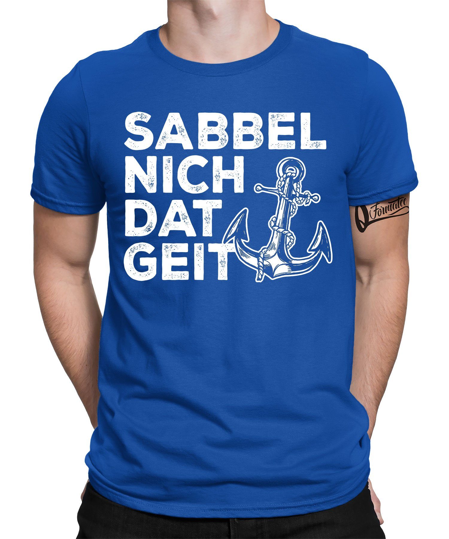nich - Quattro Sabbel Moin dat T-Shirt Hamburg Herren Hafen geit (1-tlg) Kurzarmshirt Anker Blau Formatee