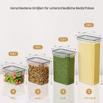 iceagle Vorratsdose 14 Stück Vorratsdosen Set für Getreide, Mehl, Zucker (Blau), Kunststoff, (Set, 14-tlg), mit Etiketten