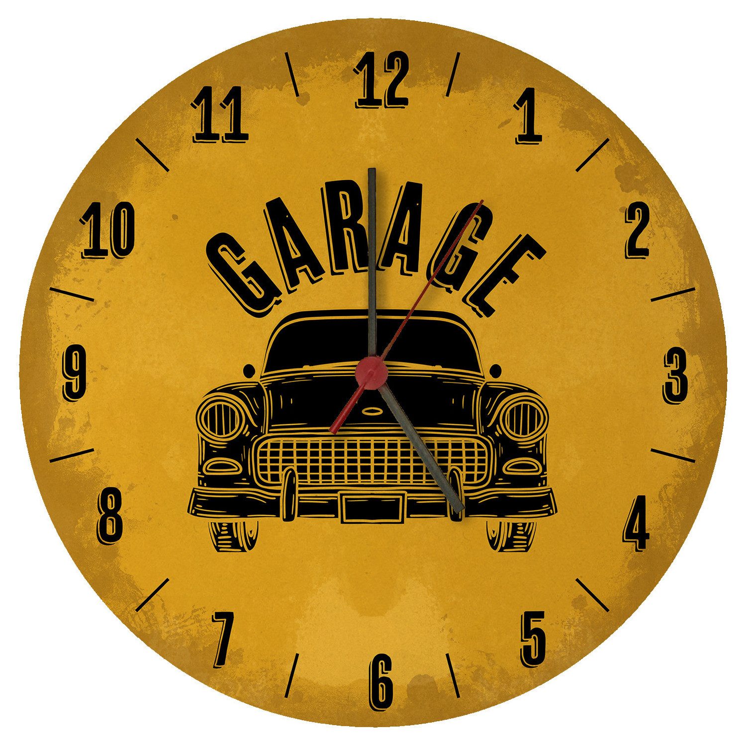 speecheese Wanduhr Garage Auto Wanduhr in gelb