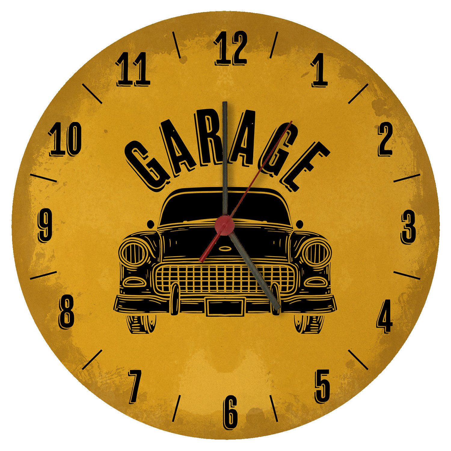 speecheese Wanduhr Garage Auto Wanduhr aus MDF in gelb