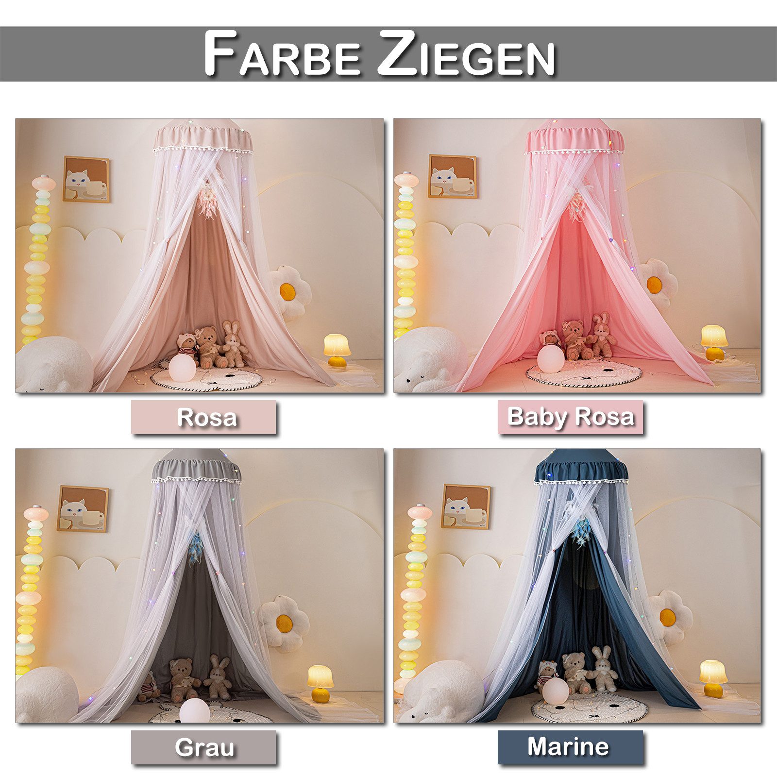 Jibenhome Moskitonetz Doppelschicht Betthimmel Babybett Baldachin günstig online kaufen