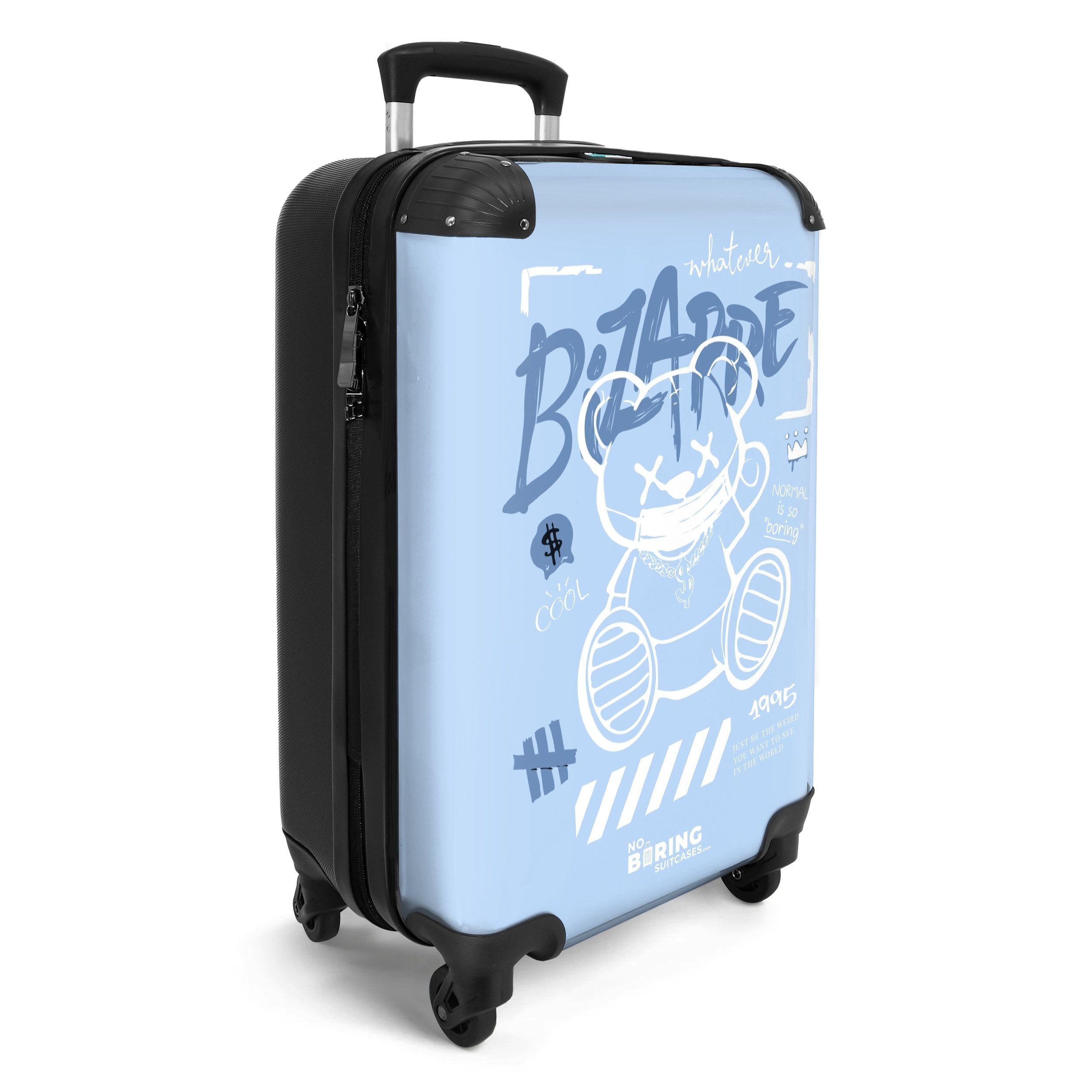 NoBoringSuitcases.com© Hartschalen-Trolley Street Art eines Teddybären günstig online kaufen