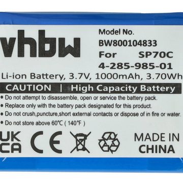 vhbw Ersatz für Sony 4-285-985-01, 4-435-245-01, SP70C für Akku Li-Ion 1000 mAh (3,7 V)