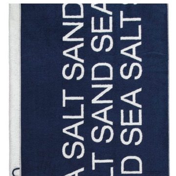 Cawö Handtuch Saunatuch Sea Salt Sand 442 16 Navy-Weiß, Walkfrottier (1-St), Maritimes Streifen-Design, Buchstaben