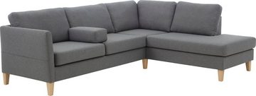 ATLANTIC home collection Ecksofa Mailo L-Form, mit Seitentaschen und Ottomane, mit Massivholzfüßen