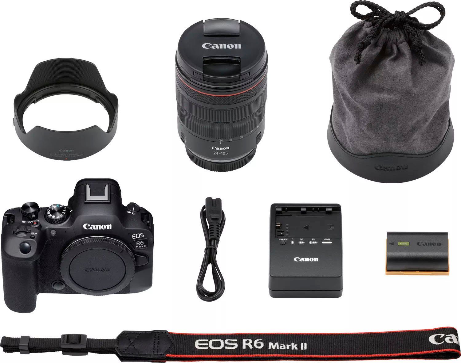 Canon EOS R6 Mark II Systemkamera (RF 24-105mm F4 L IS USM, 24,2 MP, Bluetooth, WLAN (Wi-Fi), Hybridkamera für Foto und Video ohne Kompromisse)