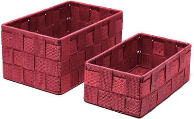 Lashuma Aufbewahrungskorb (Set, 2 St), rote Dekokörbchen aus Textil und Metall